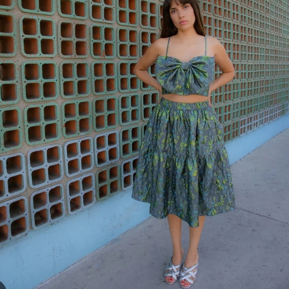 CLC by‎ COREY LYNN CALTER NWT Georgia Jacquard Skirt Metallic Party Holiday S - Picture 9 of 11